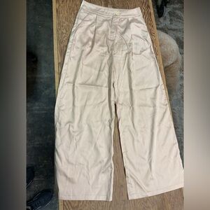 Satin wide-leg dress pants, gold